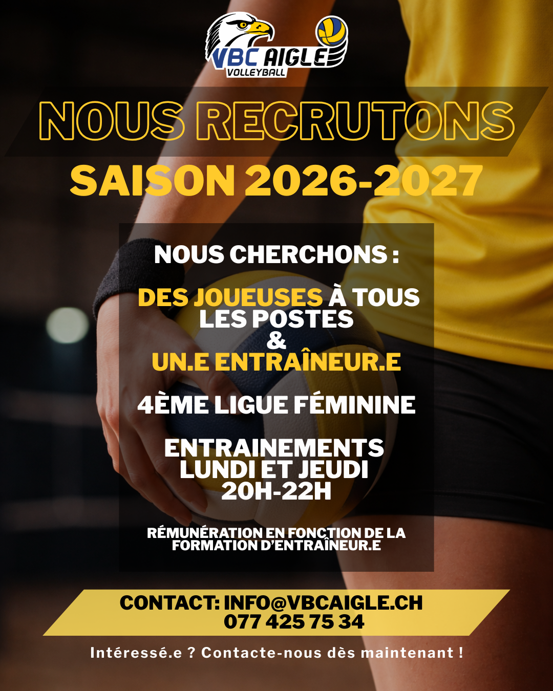 VBC Aigle, Nous recrutons